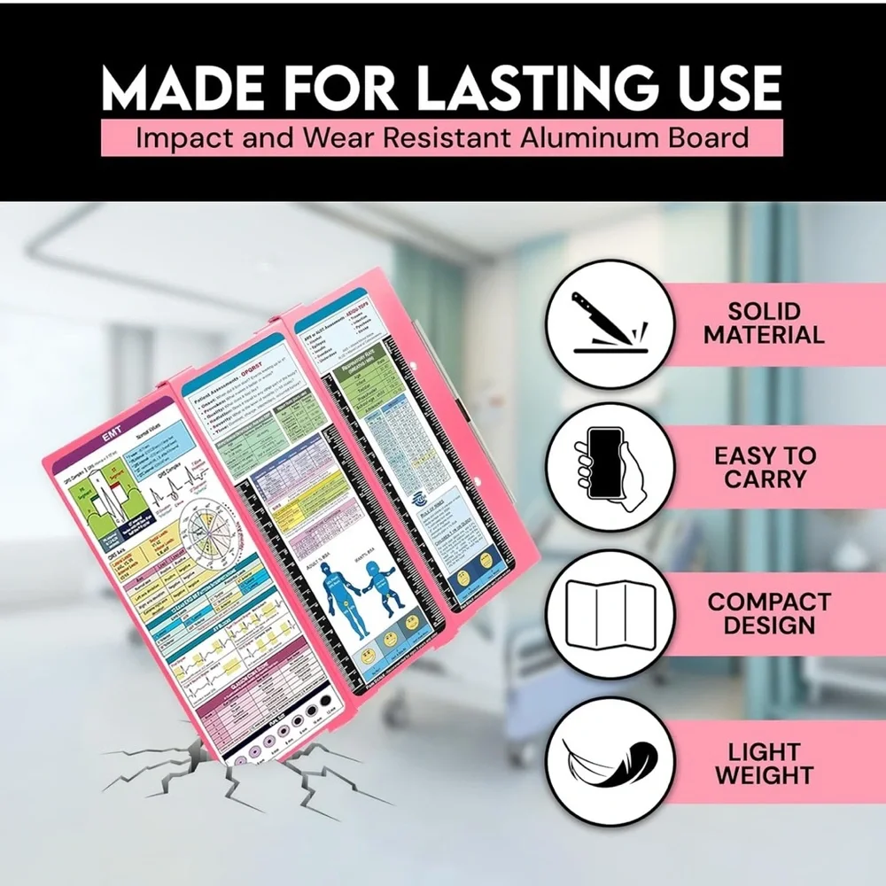 New! EMT Reference Guide with Pink Foldable Clipboard